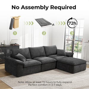 120" Modular Sectional Sofa with Ottoman & Teddy Upholstery