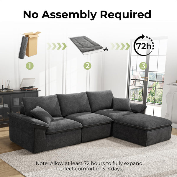 120" Modular Sectional Sofa with Ottoman & Teddy Upholstery