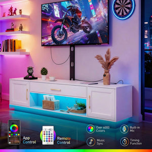 59" TV Stand with Swivel Mount & LED Lighting