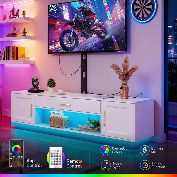 59" TV Stand with Swivel Mount & LED Lighting
