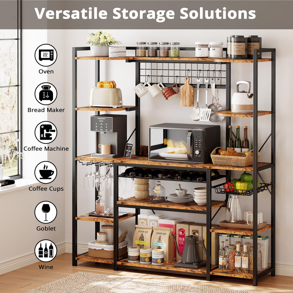 Large Baker's Rack with Power Outlet & Wine Storage