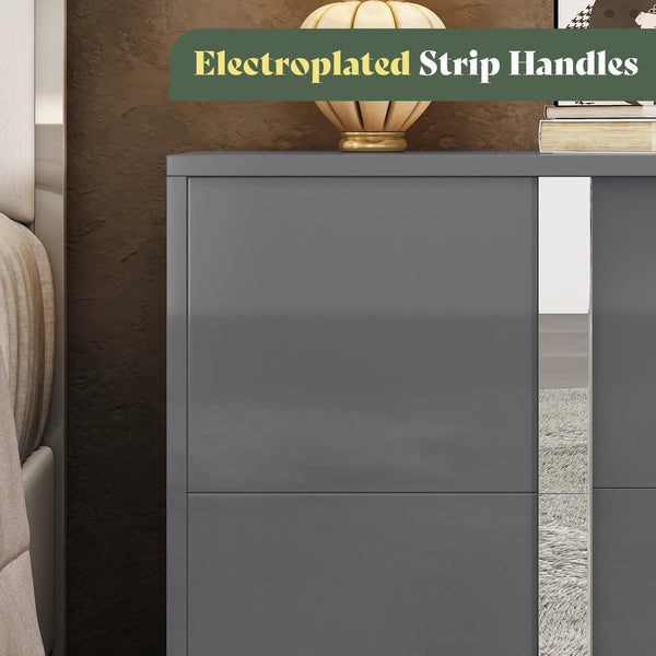 3-Piece Bedroom Set with 6-Drawer Dresser & 2 Nightstands, Grey
