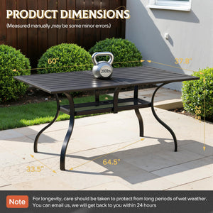 Rectangular Outdoor Patio Dining Table with Umbrella Hole