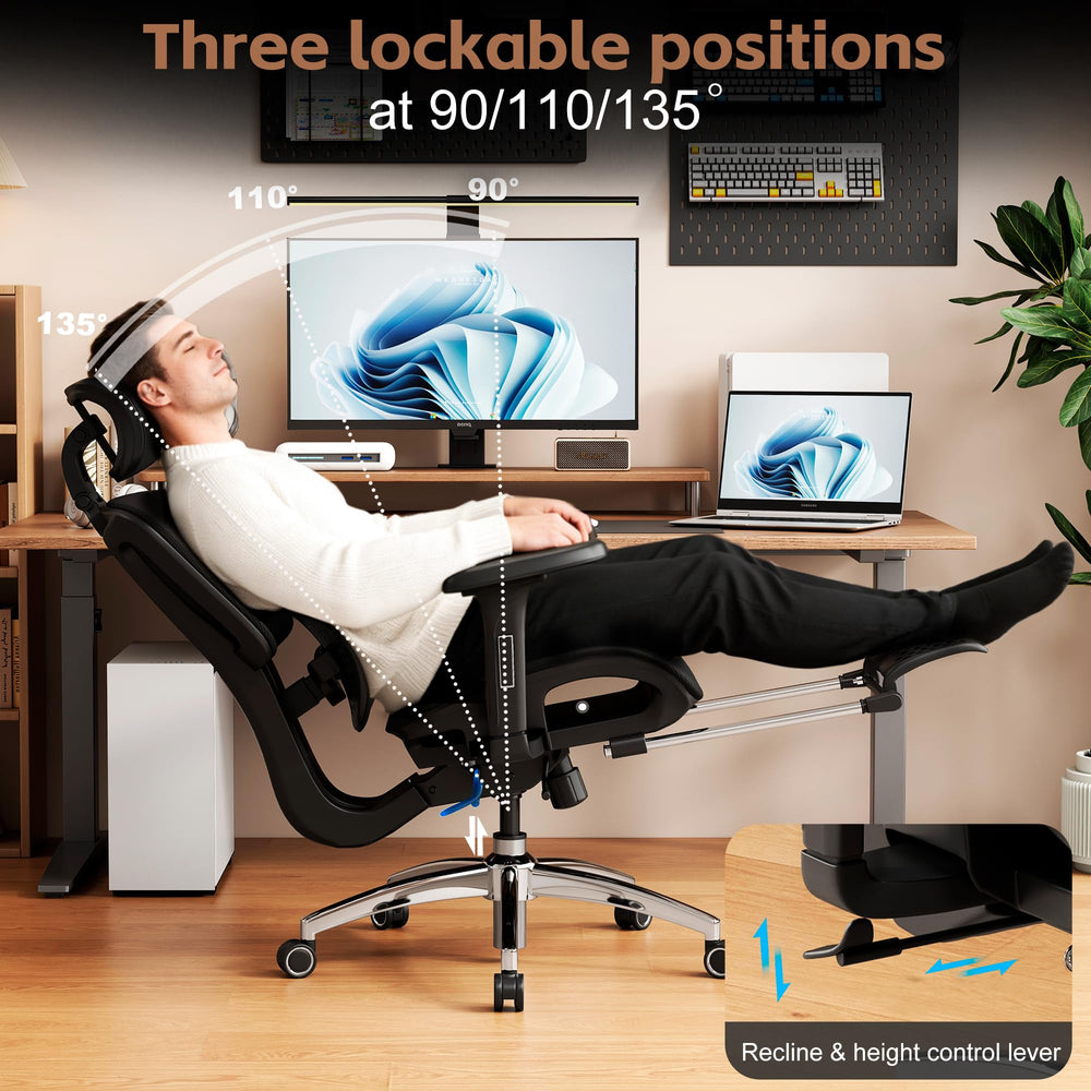 Ergonomic Office Chair with Footrest & Adjustable Lumbar Support