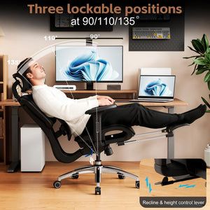 Ergonomic Office Chair with Footrest & Adjustable Lumbar Support