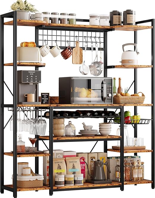 Large Baker's Rack with Power Outlet & Wine Storage