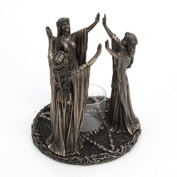Triple Goddess Cold Cast Bronze Resin Candle Holder