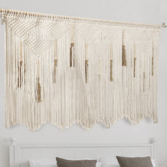 Extra Large Macrame Wall Hanging – Boho Tapestry with Rod, 70.8" × 39"