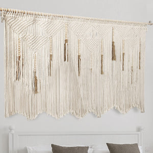 Extra Large Macrame Wall Hanging – Boho Tapestry with Rod, 70.8" × 39"