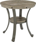 Round Side Table with Ash Veneer Top & Metal Frame