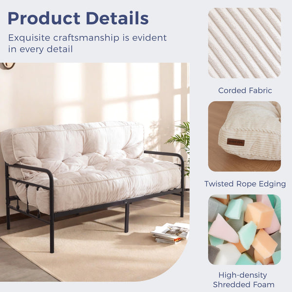 8-Inch Full Size Futon Mattress – Thick Shredded Foam Floor Sofa Bed