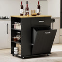 Rolling Kitchen Island with Trash Can Storage