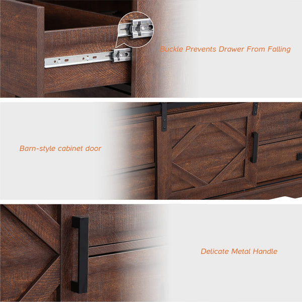 Farmhouse TV Stand for up to 110" TV, 3-in-1 Entertainment Center with Drawers & Cabinets