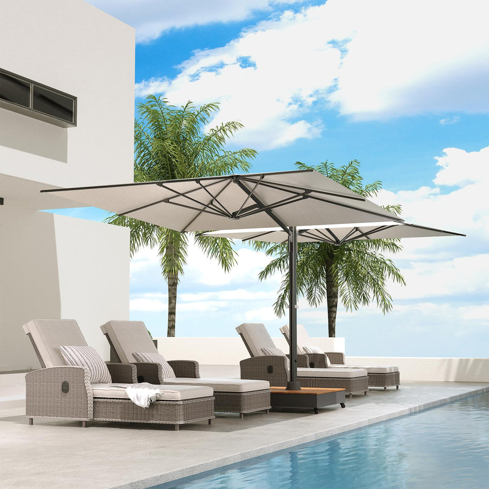 10x10 FT Double-Sided Cantilever Patio Umbrella with Base & Cover