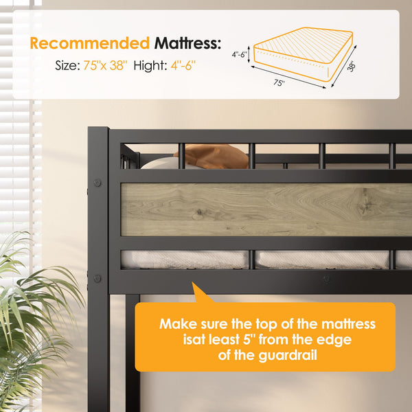 Twin Loft Bed with Stairs & 53.5" Under-Bed Clearance