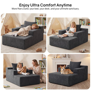 Corduroy Chaise Lounge Chair with Boneless Foam