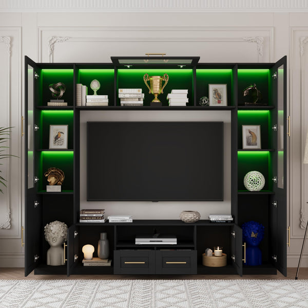 94" Wall Unit Entertainment Center with LED Lights