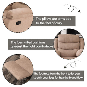 3-Piece Fabric Reclining Sofa Set with Light Strip & Storage