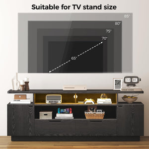TV Stand for 85 Inch TVs with Power Outlet & LED Lights