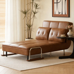 Faux Leather Convertible Sofa Bed