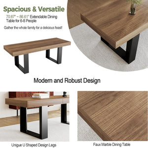 Extendable Farmhouse Dining Table for 8-10 | 70.9" to 86.6"