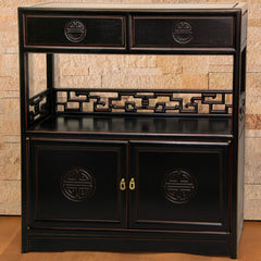 Chinese Tea Cabinet – Carved Rosewood | Antique Black