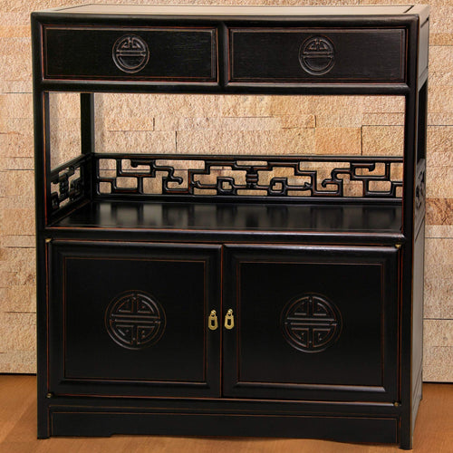 Chinese Tea Cabinet – Carved Rosewood | Antique Black