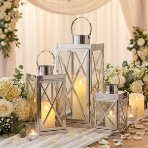 Stainless Steel Candle Lantern Set of 3 – Indoor & Outdoor Decor