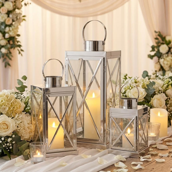 Stainless Steel Candle Lantern Set of 3 – Indoor & Outdoor Decor
