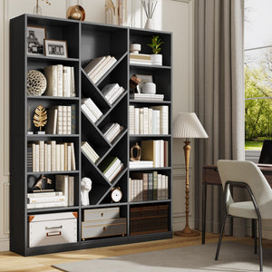 6-Tier Tree Bookshelf, 71" Tall Floor Standing Bookcase