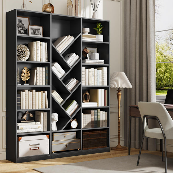6-Tier Tree Bookshelf, 71" Tall Floor Standing Bookcase