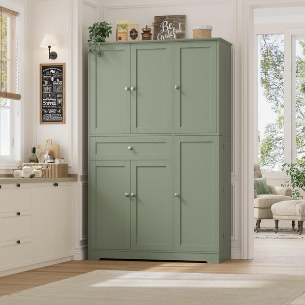 68" Tall Kitchen Pantry Storage Cabinet with Doors & Shelves