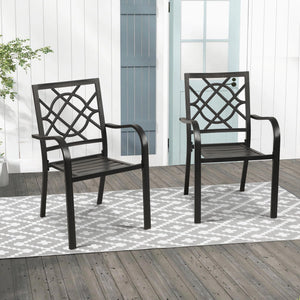Stackable Metal Outdoor Dining Chairs with Armrests