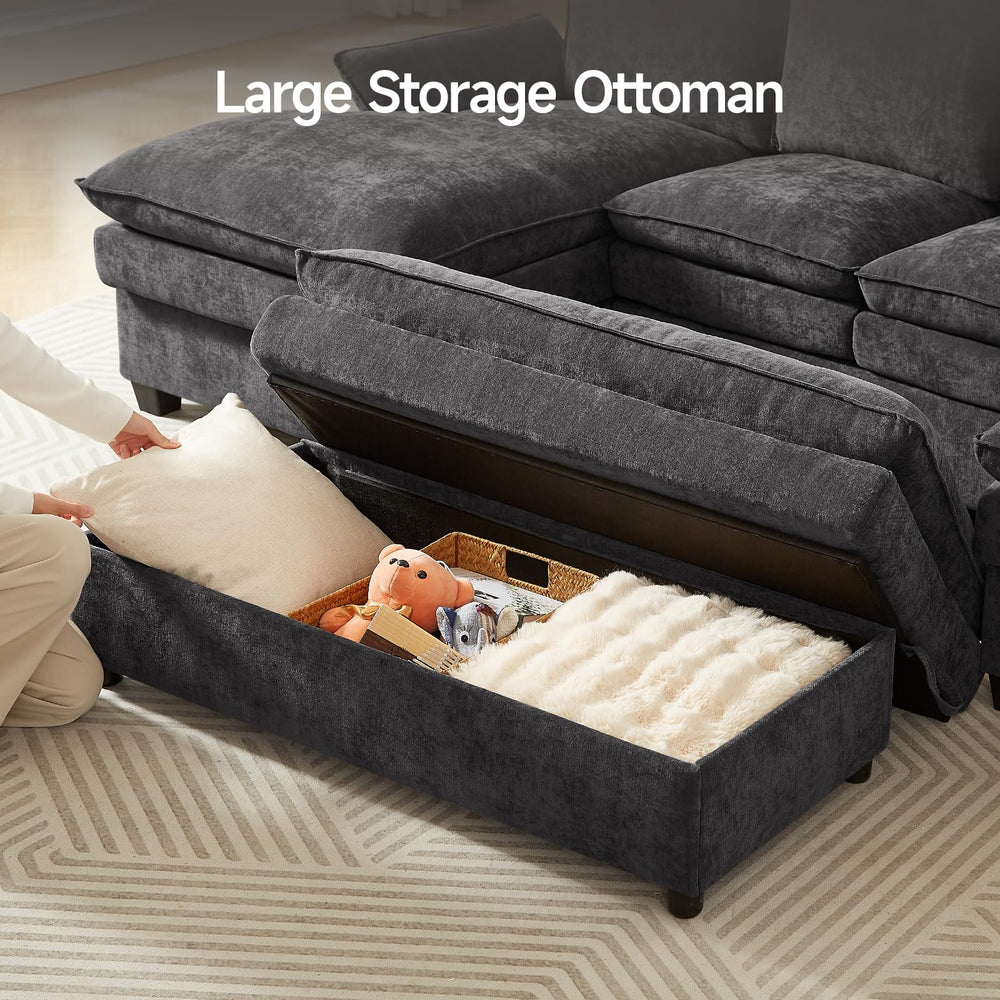 Modular U-Shaped Sectional Sofa with Ottoman