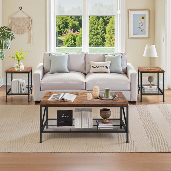 3-Piece Industrial Coffee & End Table Set