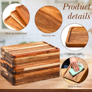 Acacia Wood Serving Tray Set – Rectangular Wooden Platter