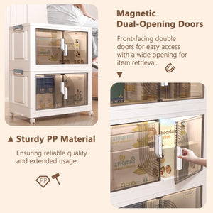 Foldable Stackable Storage Bins with Lids, Doors & Wheels