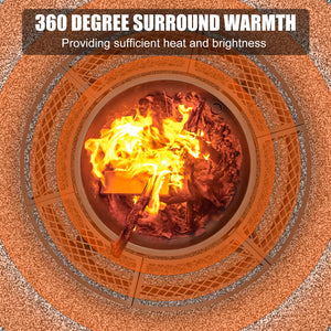 47-Inch Round Wood Burning Fire Pit Table with Grill