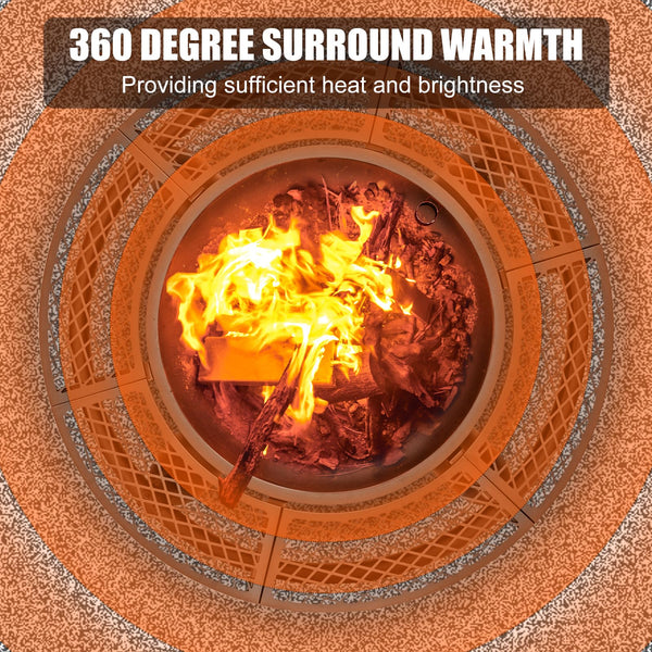 47-Inch Round Wood Burning Fire Pit Table with Grill