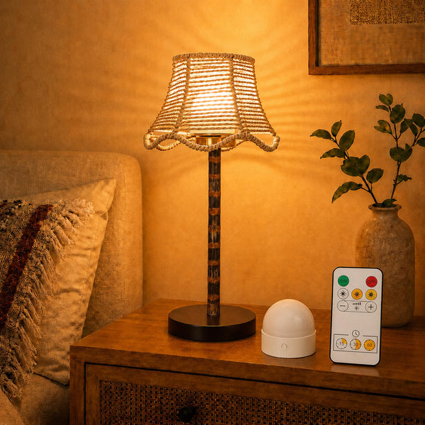 Bamboo Rechargeable LED Table Lamp with Remote