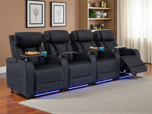 Home Theater Seating – Top Grain Leather Recliner Sofa