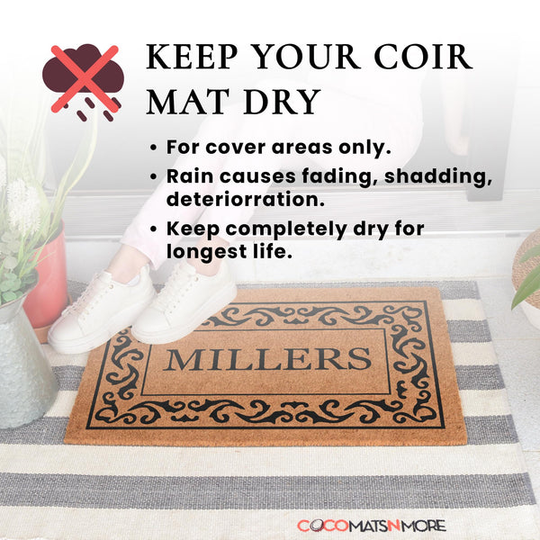 Personalized Coco Coir Door Mat with Non-Slip Vinyl Backing