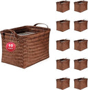 Woven Storage Baskets with Leather Handle