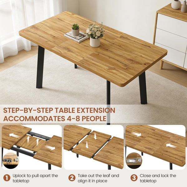 Extendable Dining Table with Removable Leaf – Seats 4 to 8