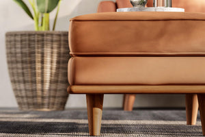 Top-Grain Leather Ottoman