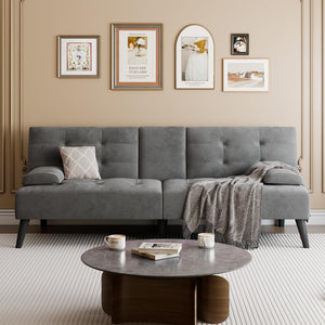 Convertible Futon Sofa Bed with Cup Holders & Adjustable Backrest