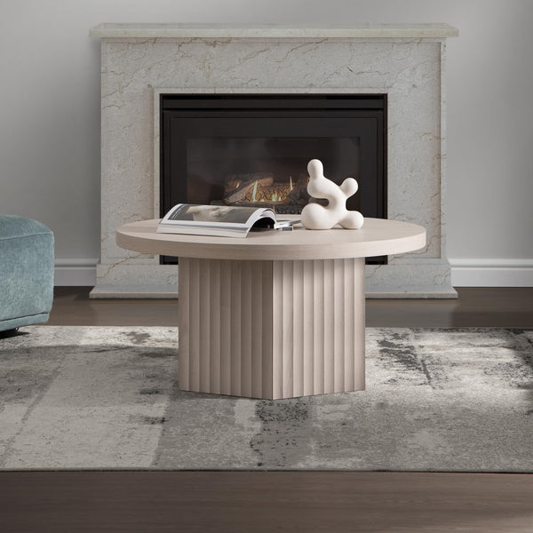 Round Fluted Coffee Table with Storage