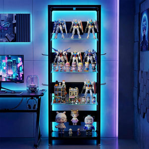 Glass Display Cabinet with Tempered Glass Shelves & Locking Doors