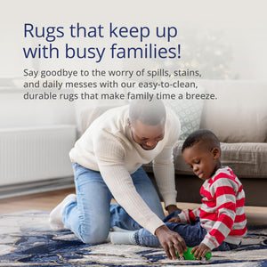 Abstract Grey Blue Area Rug – Machine Washable, Non-Shedding
