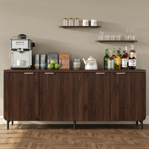 66.2" Fluted Buffet Cabinet with 4 Doors & Shelves